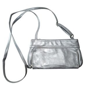 Gray‎ Faux Leather Small Crossbody Purse Bag Multiple Pockets Travel Minimalist
